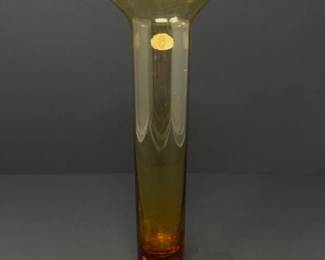 65 BlenkoHandcraftAmberGlassVaseFlaredRimFlatBase