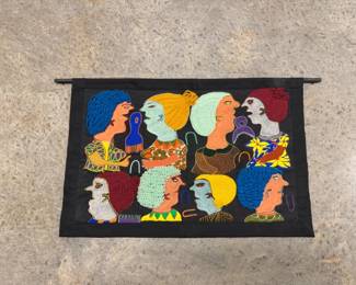75 ColorfulEmbroideredFabricWallArtSignedRFermbaAlice