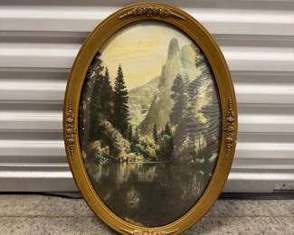 87 AntiqueOrnateOvalFrameNationalForestNatureScene