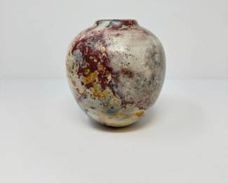124 PorcelainRakuStyleVasewMulticolorAbstractGlaze