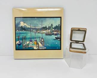 22 SignedAnnCarlsonCeramicArtTileMemoriesTrinketBox