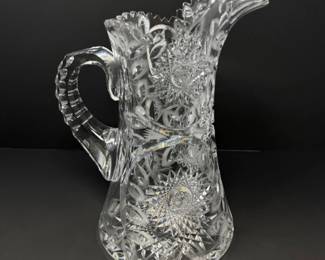55 CutCrystalPitcherABPStylewStarburstSawtoothRim