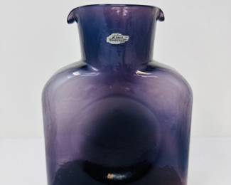 205 BlenkoHandcraftedPurpleDoubleSpoutGlassVase