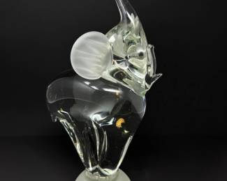 184 HeavyBlownGlassCircusElephantSculptureonFrostedBase