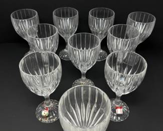 170 12CrystalWineGobletsParkLaneStyleRibbedStarburstDesign