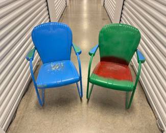104 PairofVintageMetalLawnChairsViktorSchreckengostStyle