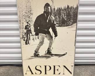 77 LargeFramedBlackWhiteAspenSkiPoster