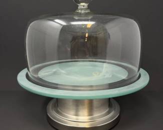 190 MetalCakeStandwTransparentGlassDomeCover