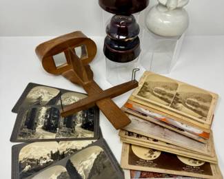 138 AntiqueStereoscopeLocalRainierViewingCardsCeramicInsulators