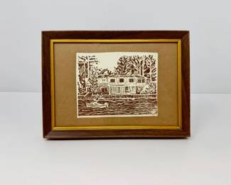 15 FramedBrownWhiteHouseonWaterPrint