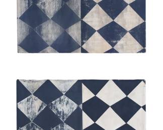 Pair of Sean Scherer Oil and Wax Paintings on Canvas, 1991