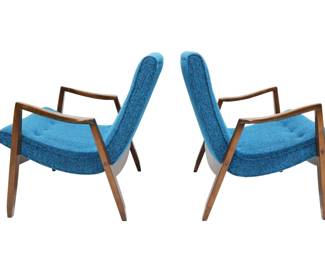 Milo Baughman Scoop Lounge Chairs in Knoll Textile