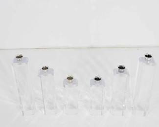 Set of Six Lucite Candlesticks