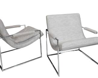 Milo Baughman Lounge Chairs in Holly Hunt