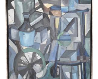 Mid-Century Modern Abstract Oil on Canvas