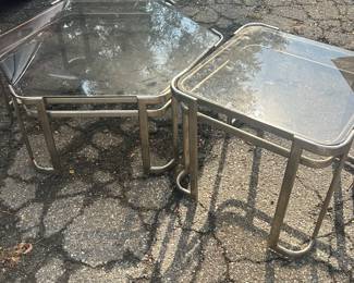 Chrome and glass tables 