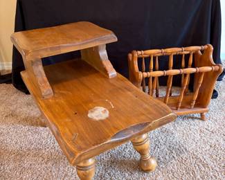 Vintage End Table & Magazine Rack