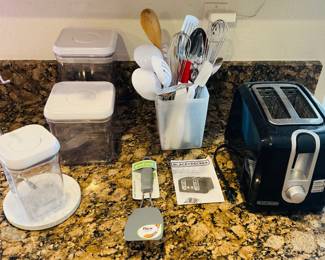 Black + Decker Toaster, OXO Storage Containers, Kitchen Utensils