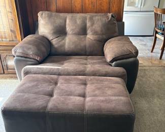  Brown chair and a half with ottoman 