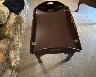 1950's Butler's Tray Table, Mahogany Wood-Brass Hinges, Mid Century Vintage. This one is in exellent 