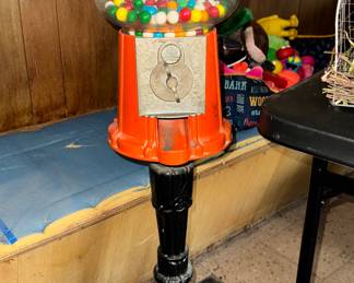 Gumball machine and vintage toys