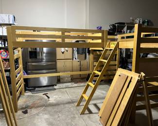 Solid wood, Loft Bunk Bed, with Twin & Double, Ladder