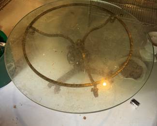 Antique Wrought Iron Based & Glass Coffee Table