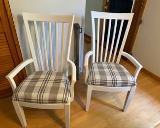 Set of Farmhouse Dining Arm Chairs, new paint & Upholstery