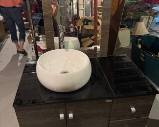 NEW Bathroom Vanity, Ceramic Sink, faucet & Hardware, & Mirror - COMPLETE Set