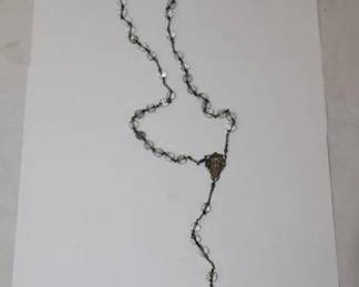 .925 Sterling Beaded Rosary Cross is signed sterling as well as Christ medallion crystal beads are strung on sterling chain and measure approx 20" long ant weighs a total of 35 grams