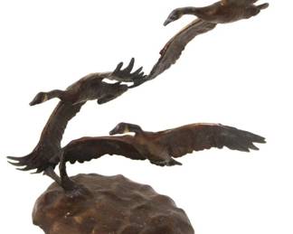 Autumn Flight Bronze Geese by Jonathan Bronson 1983   