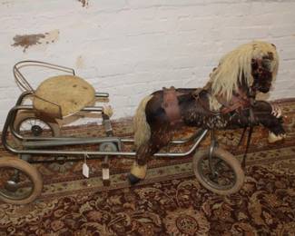 Antique Child's Pedal Pony 53" x 31" (missing leg & pedal) 