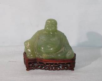 4" tall Jade Buddha on stand