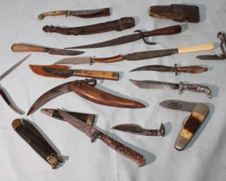 15pc Sheath Knives & Pocket Knife