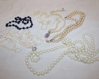 Large Group of Pearls and Gemstone Strand some with silver clasp some need to be restrung all for one money
