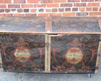 1700's Pennsylvania Dutch Folk Art Painted Wedding Chest