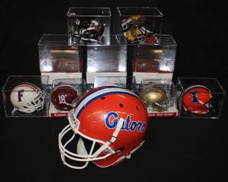 Gator's Helmet & 7 Mini Helmets