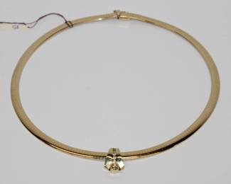 14k gold Omega Necklace w/ Diamond Pendant 42 grams total weight, 1ctw, 16" round
