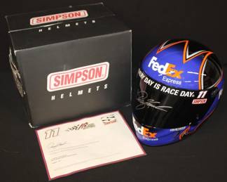 Denny Hamlin Autographed Simpson Helmet 