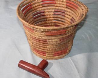 Peace Pipe, Pipe Stone & Trade Basket 