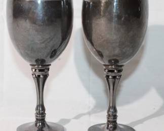 Pair of Georg Jensen Sterling Silver Wine Goblets Marked Denmark 532A ,, Weight: 264 Grams