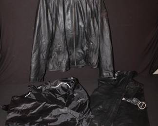 3pcs Women's Leather Jacket, Rain Jacket, Chaps Harley Davidson   