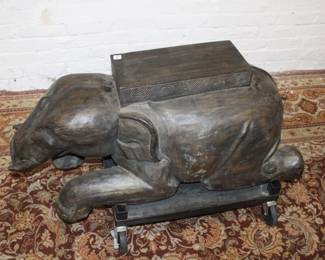Carved Wooden Elephant 38" x 18" L10