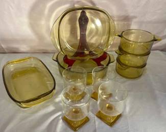 Federal Glasess In Nordic Topaz, Plus Other Light Amber Glass Bakeware
