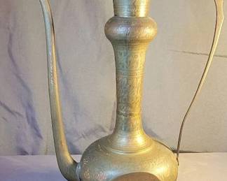 Indian Brass Sarna Pitcher, Vintage 1960s