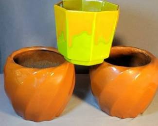Glazed Ceramic Jardinieres, 3 Pcs
