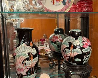Asian pottery, antique glassware,