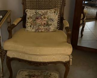 French Provincial chair, $85-  Pillow & ottoman $35