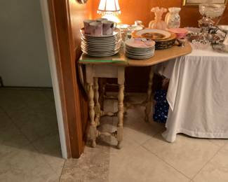 Gate leg table with glass top -$125