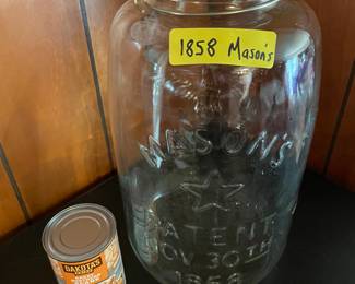 Vintage 1858 Mason Jar, Very Large
